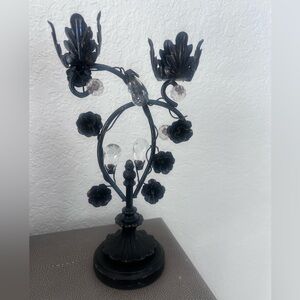 Vintage Black Metal Candleholders with crystals
Set if two